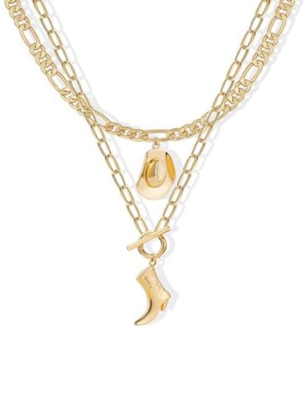 New - Cowboy Hat Boot Pendant Necklace for Women Layer Dainty Western Cowgirl